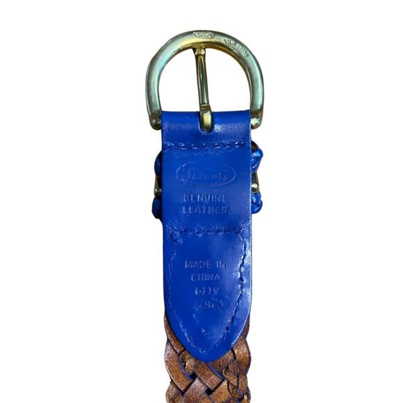 Royal Blue Vintage Talbots Woven Leather Belt with Solid Brass Buckle (XS/S) - Picture 8 of 12